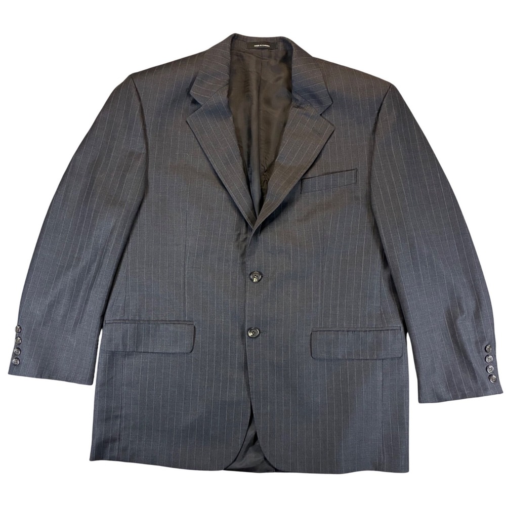 Lauren Ralph Lauren Mens Vintage Pinstripe Wool Blazer Grey Size 44 Preppy